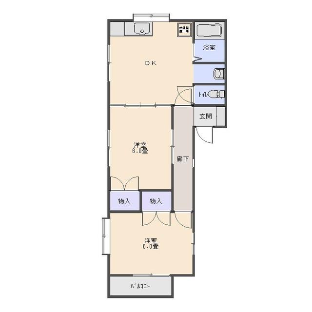レジデンス小山(2DK/1階)の間取り写真