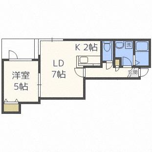レイディアンス(1LDK/1階)の間取り写真