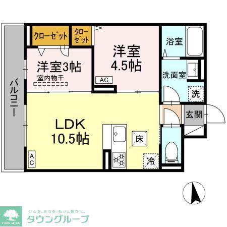セレスティア新小岩(2LDK/1階)の間取り写真