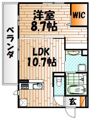 SHIZUKA 大里(1LDK/2階)の間取り写真