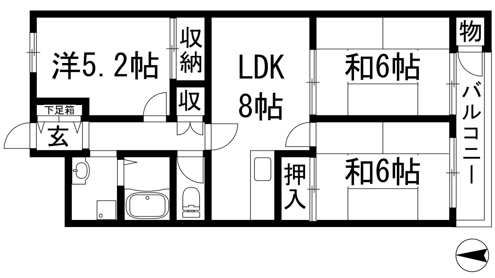 エクレールフジ(3LDK/2階)の間取り写真