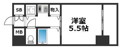 クラウンハイム夕陽丘(1K/8階)の間取り写真
