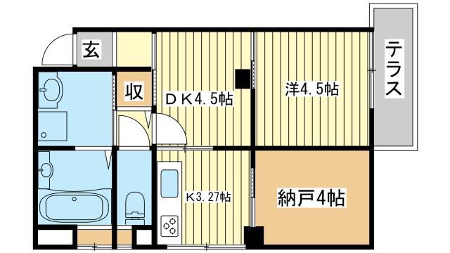 Iハイツ(1SDK/1階)の間取り写真