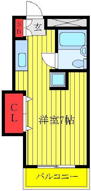 山口ビル(ワンルーム/2階)の間取り写真
