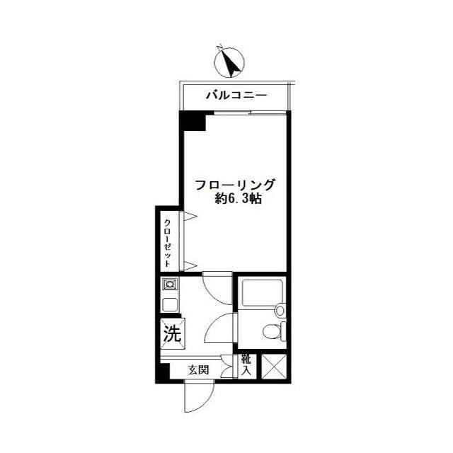 アパートメント大倉NO1(1K/2階)の間取り写真