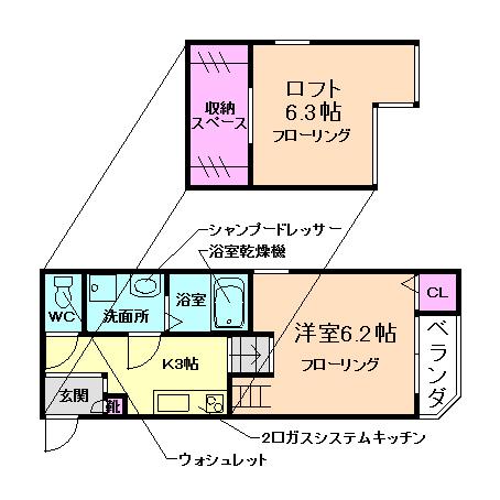 フェアレディ(1K/2階)の間取り写真