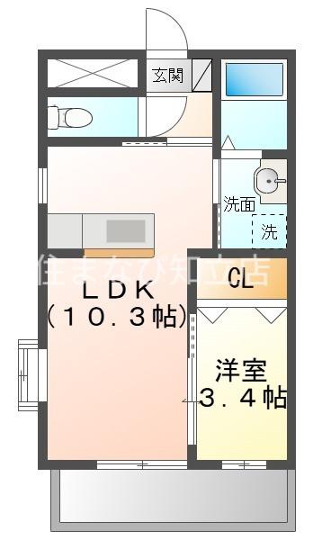 ハウス桐里(1LDK/1階)の間取り写真