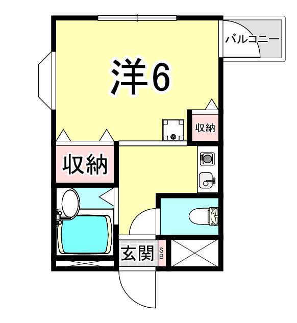 岡松ハイツ(ワンルーム/1階)の間取り写真