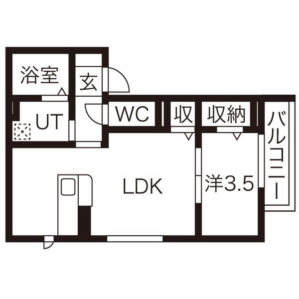 CALME堀田(1LDK/3階)の間取り写真