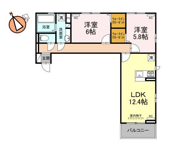 ミルキー住吉(2LDK/1階)の間取り写真