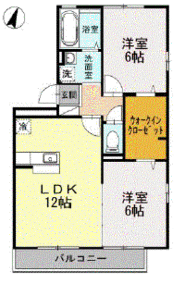 クリオコートB棟(2LDK/3階)の間取り写真