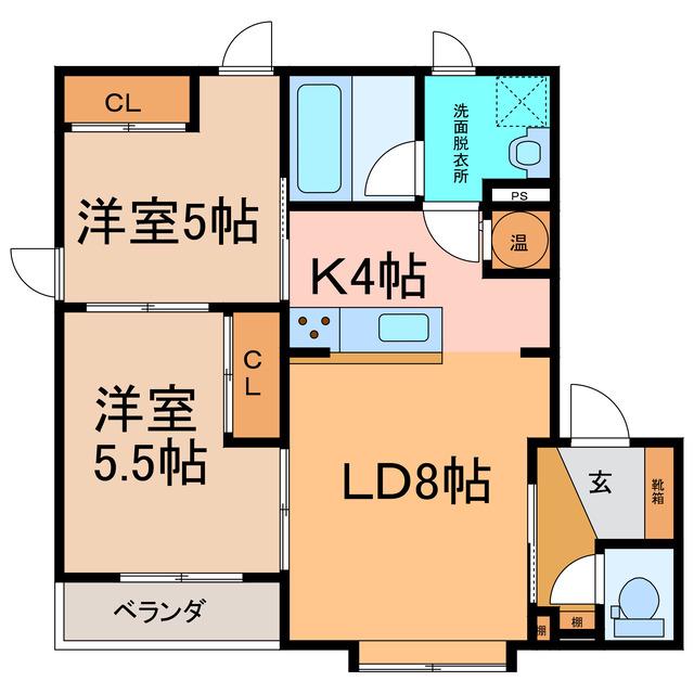 エクスプライス緑陽A(2LDK/1階)の間取り写真