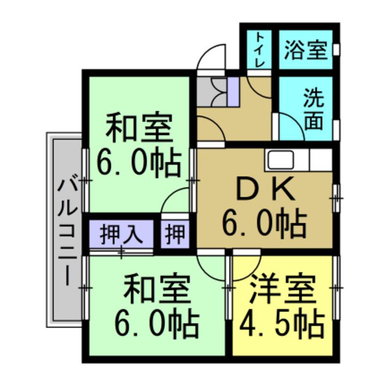 サンライフ伴野B(3DK/2階)の間取り写真