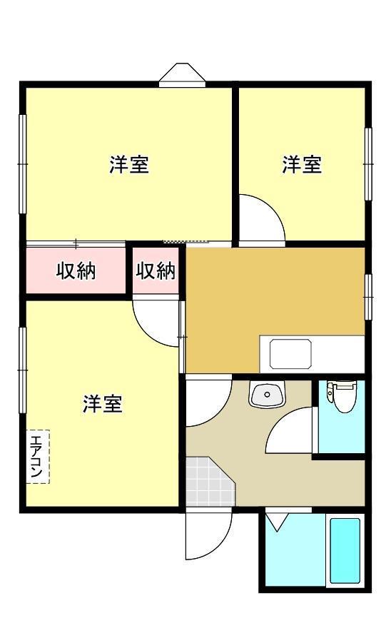 エコーハイツ緑ヶ丘B(3DK/1階)の間取り写真