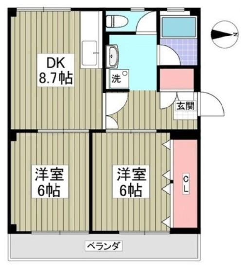 佳月マンション(2DK/4階)の間取り写真
