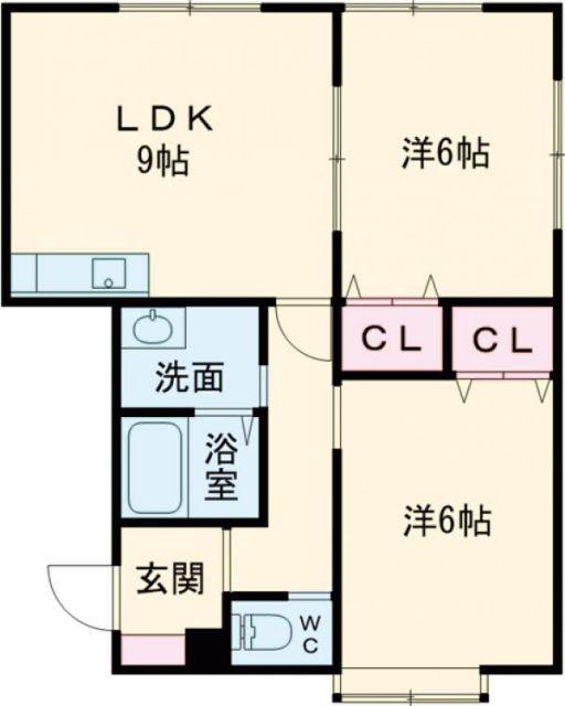リヴェール日乃出(2LDK/2階)の間取り写真