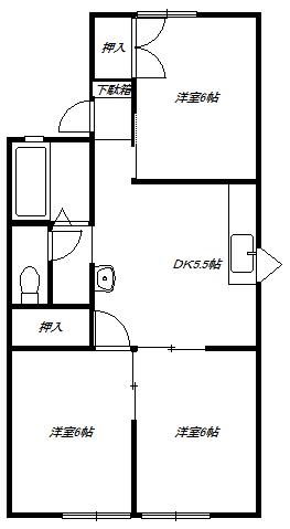 コーポナカミチ(3DK/1階)の間取り写真