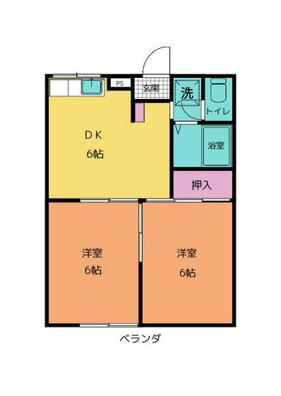 エステートピア八反田(2DK/2階)の間取り写真