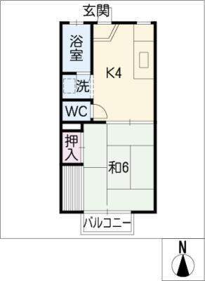 アーバンハイツ林(1K/2階)の間取り写真