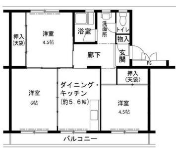 ビレッジハウス志染(3DK/3階)の間取り写真