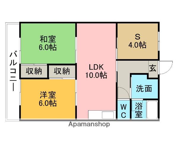 パークサイド岡田(2SLDK/4階)の間取り写真