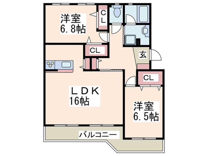 プレジール藤が丘(2LDK/2階)の間取り写真