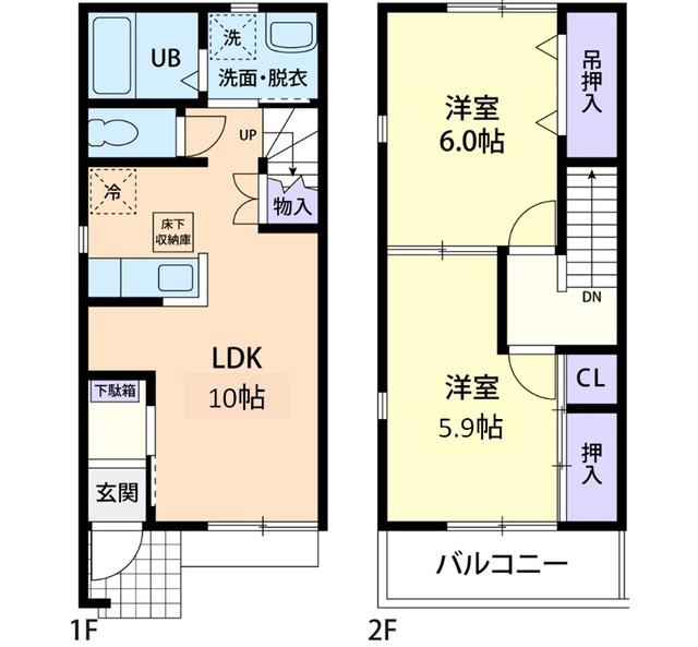 UNREVE DEUX(2LDK/1階)の間取り写真