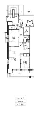 コンダクトレジデンスSHIMOBARU(2LDK/5階)の間取り写真