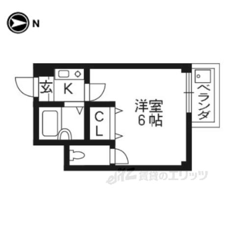 フルール衣笠(1K/2階)の間取り写真
