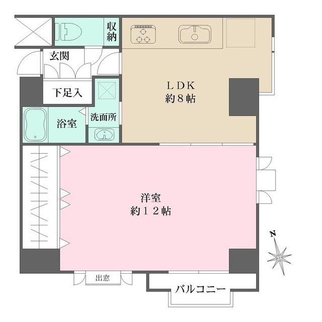 メロディハイム東帝塚山(1LDK/6階)の間取り写真