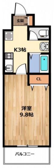 クレオコート(1K/3階)の間取り写真