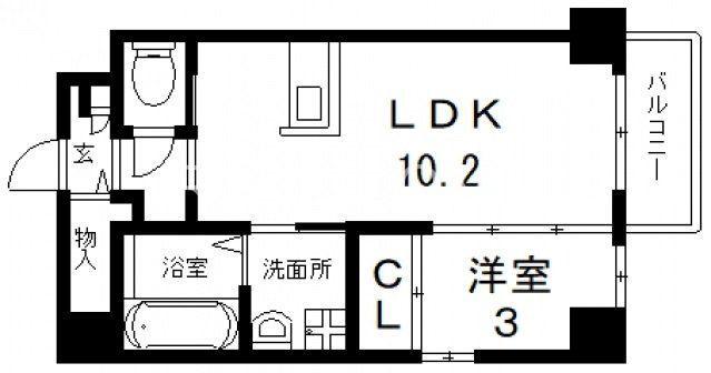 メゾンキコー今里(1LDK/6階)の間取り写真