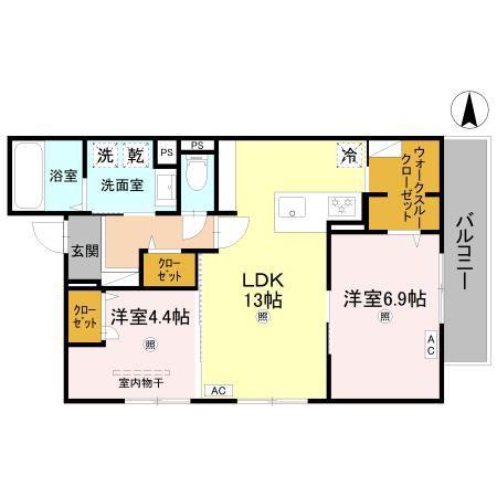 RETOLIA瓦口CREST(2LDK/2階)の間取り写真