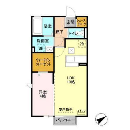 ディアコート(1LDK/1階)の間取り写真
