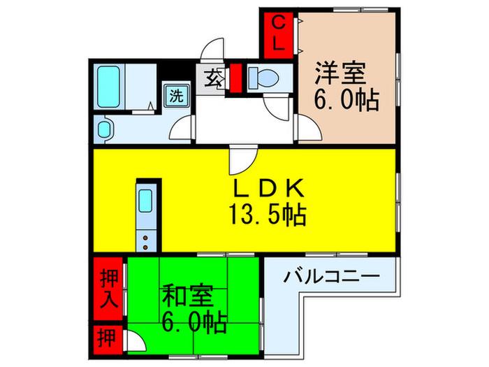 ルシェール(2LDK/3階)の間取り写真