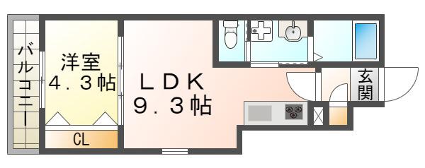 ジーメゾン垂水(1LDK/1階)の間取り写真