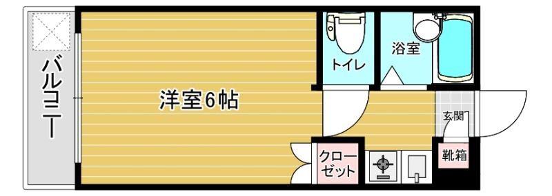 スリム片江(1K/1階)の間取り写真