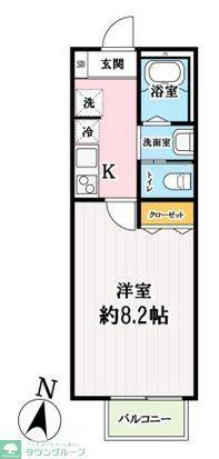 キャメル西所沢プレミア(1K/1階)の間取り写真