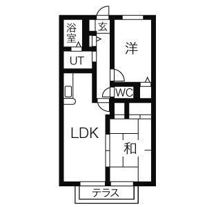 第2グリーンコーポ守山(2LDK/1階)の間取り写真