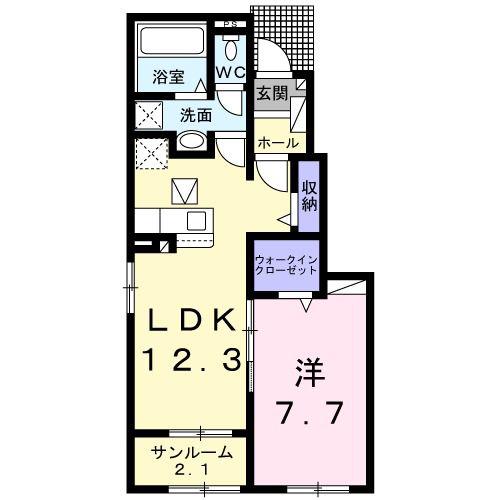 グランさくら(1LDK/1階)の間取り写真