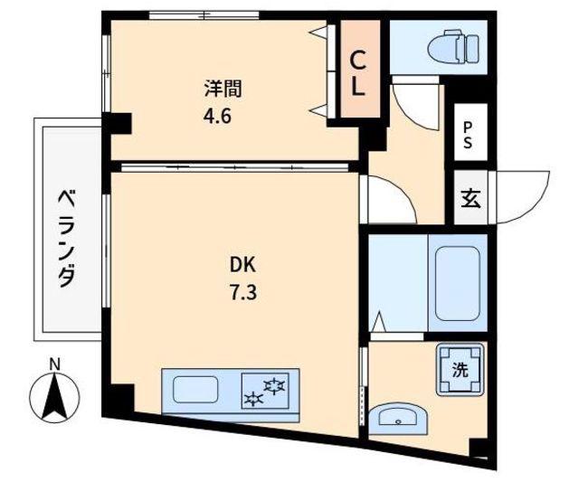 CASA MIA(1DK/1階)の間取り写真