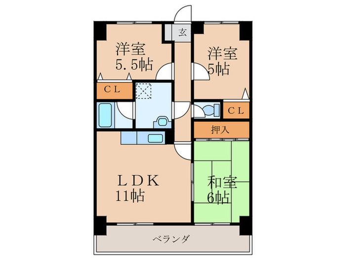 メゾンドY(3LDK/1階)の間取り写真