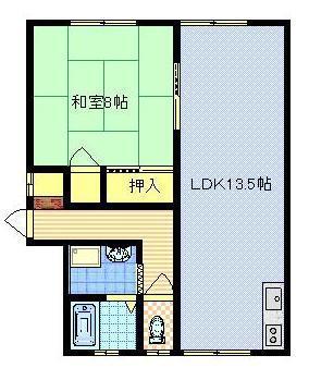 コーポアネックスM2(1LDK/2階)の間取り写真