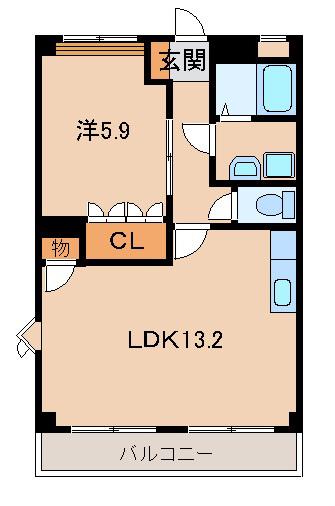 シャランテ橘I(1LDK/2階)の間取り写真