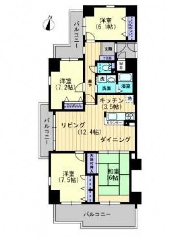 サーパス城見通(4LDK/7階)の間取り写真