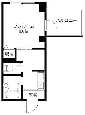 アミーゴ(ワンルーム/2階)の間取り写真