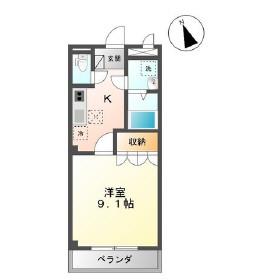 サンフィットフジマン B(1K/2階)の間取り写真