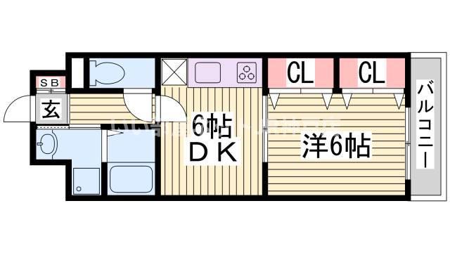 コスタレイ神戸三宮(1DK/10階)の間取り写真