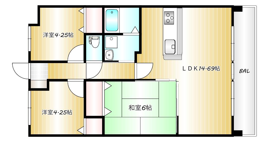 VERDE茶屋町(3LDK/1階)の間取り写真