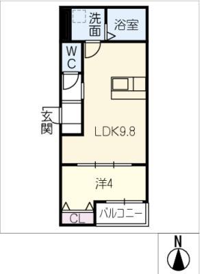 LE COCON 岩倉VI(1LDK/3階)の間取り写真
